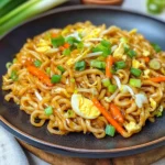 Chinesisch gebratene Nudeln mit Ei und Gemüse