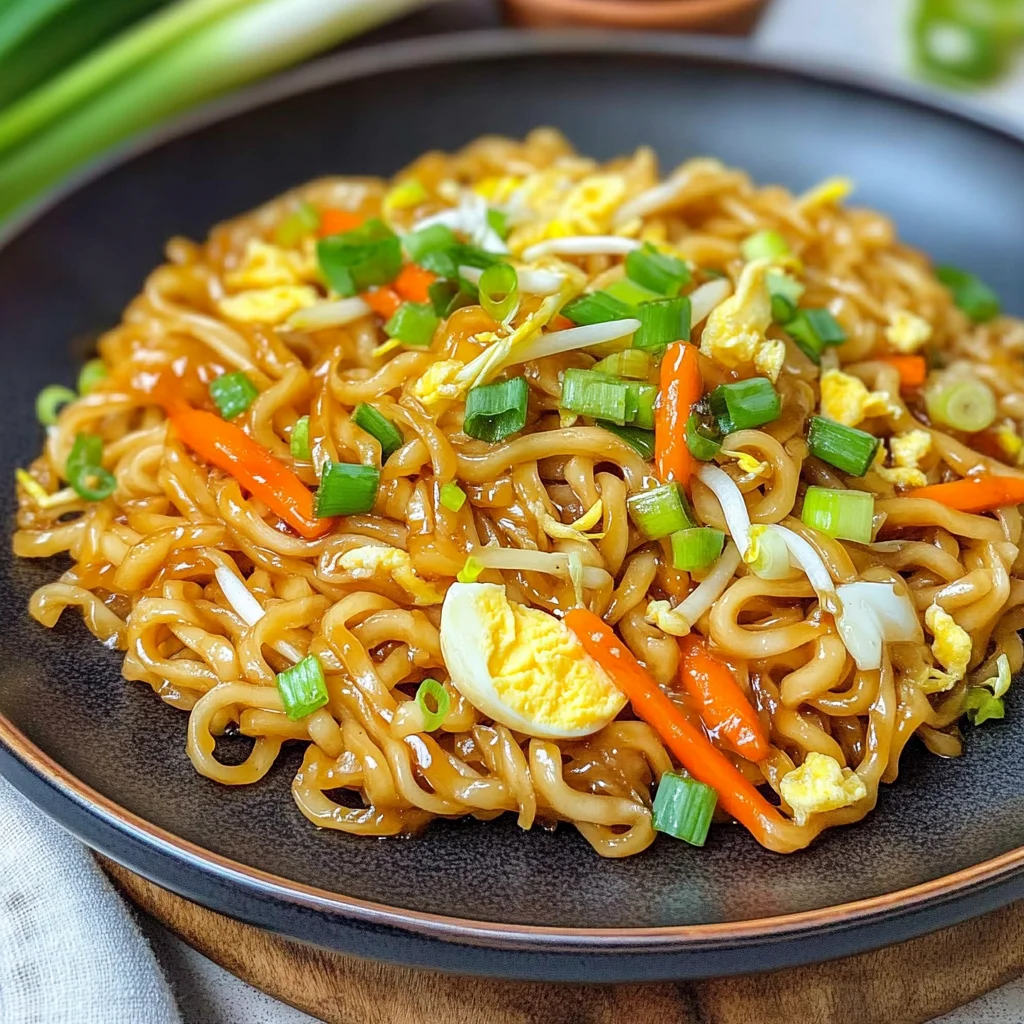 Chinesisch gebratene Nudeln mit Ei und Gemüse