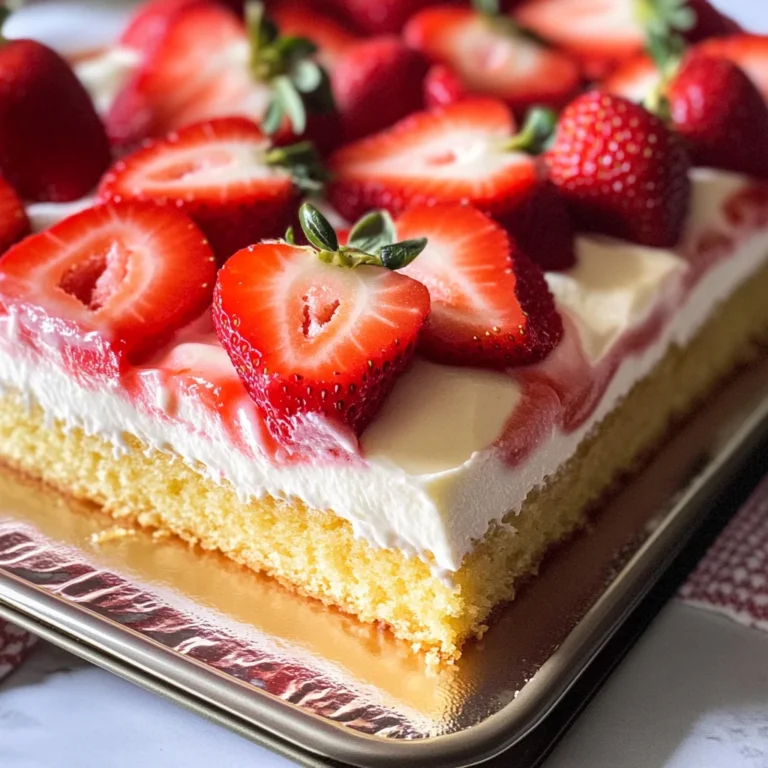 Erdbeerkuchen vom Blech mit Schmand & Pudding