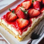 Erdbeerkuchen vom Blech mit Schmand & Pudding