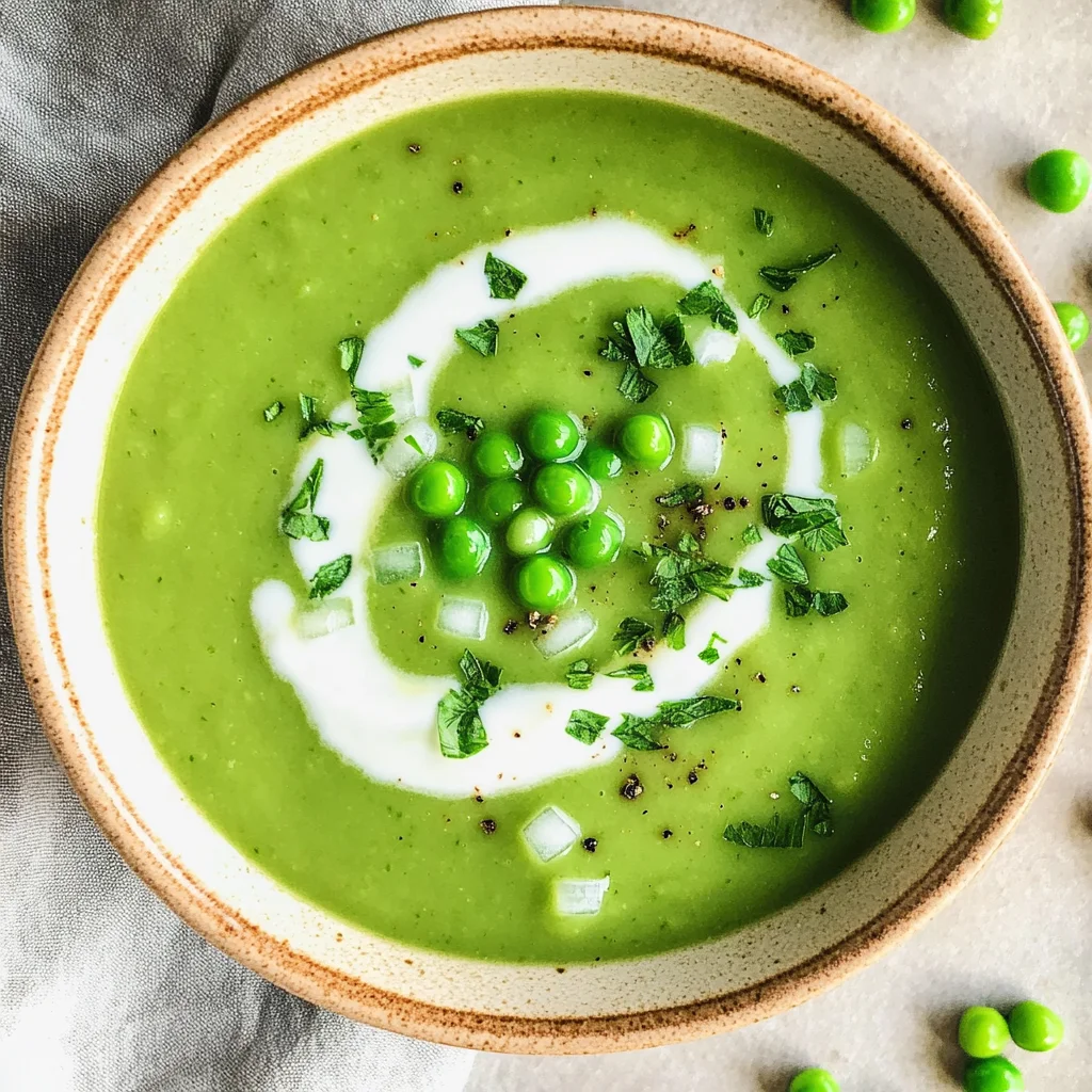 Feine Erbsensuppe mit gefrorenen Erbsen