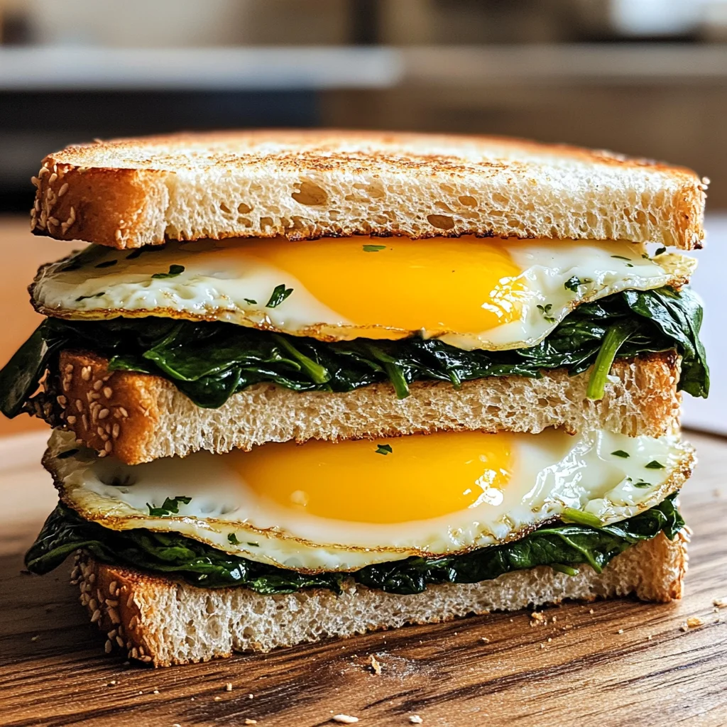 Frühstückssandwich mit Spinat und Ei