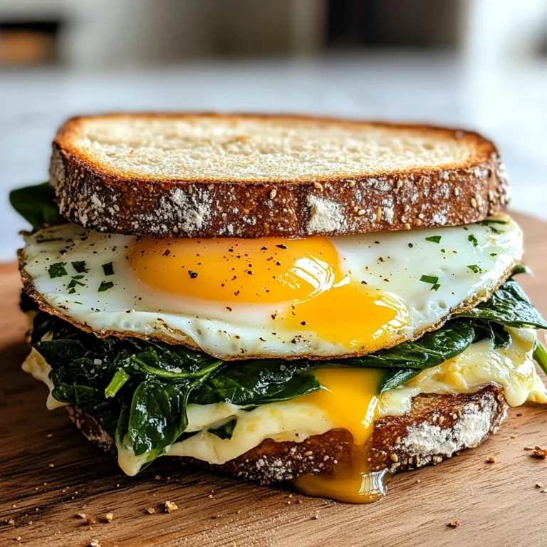 Frühstückssandwich mit Spinat und Ei