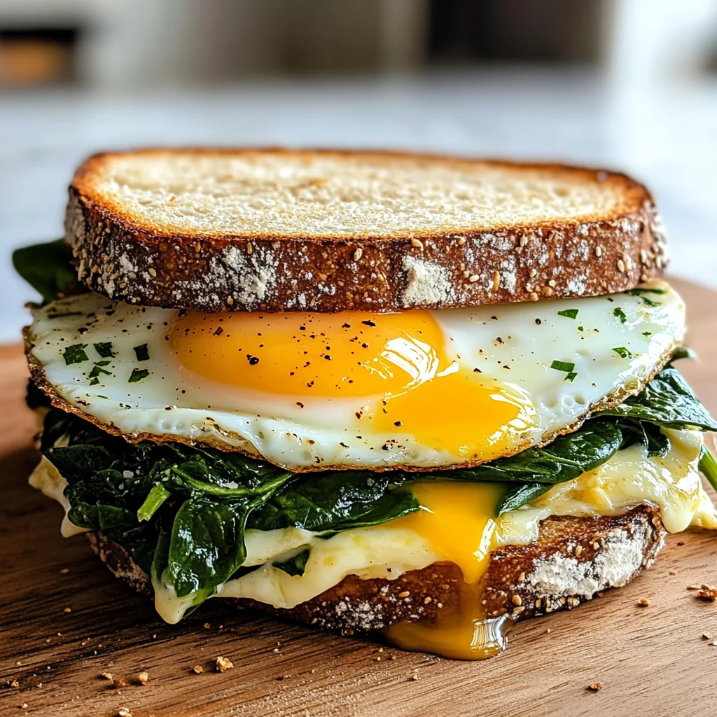 Frühstückssandwich mit Spinat und Ei