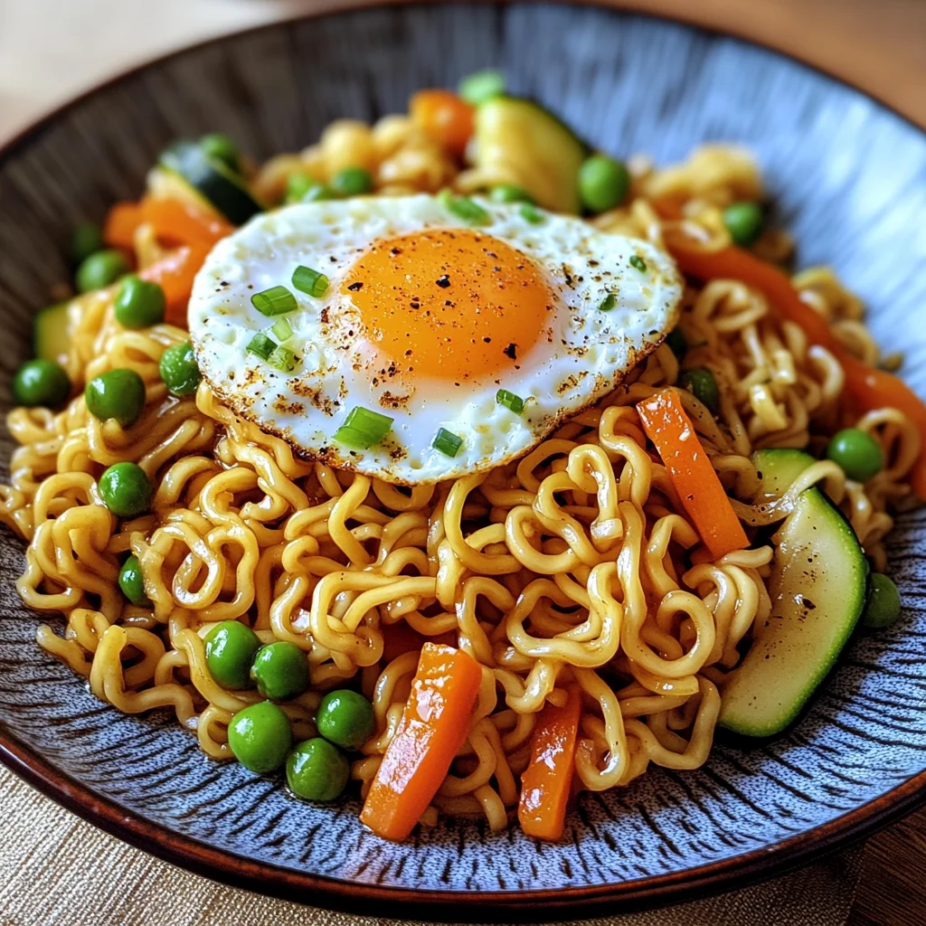 Gebratene Nudeln mit Gemüse und Ei
