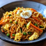 Gebratene Nudeln mit Gemüse und Ei