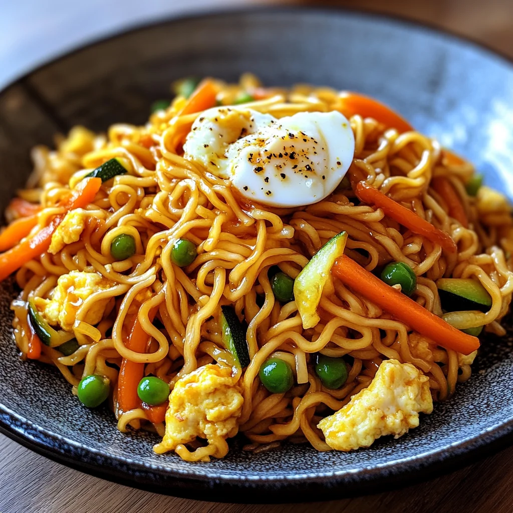 Gebratene Nudeln mit Gemüse und Ei