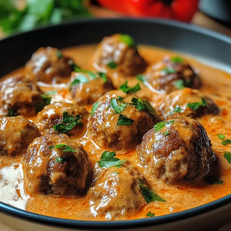 Hackbällchen in cremiger Paprikasoße