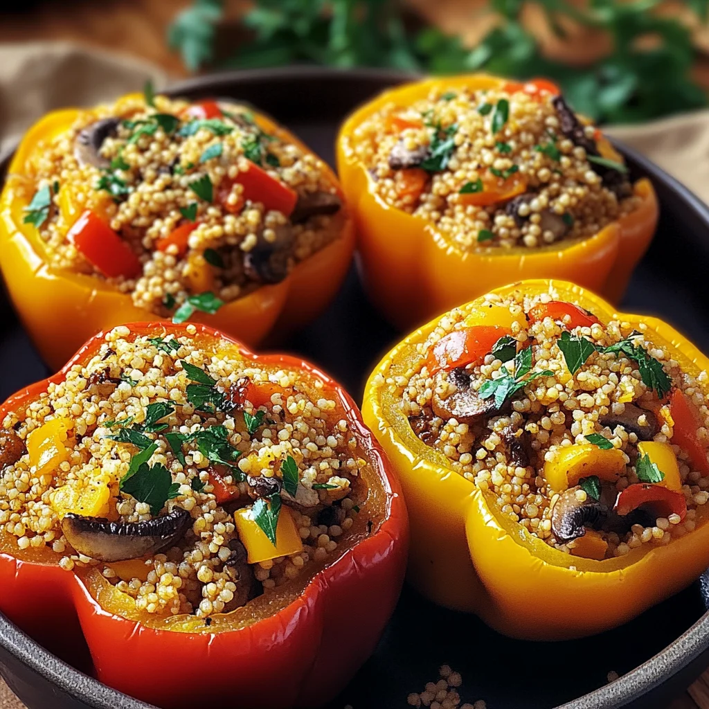 Paprika mit Hirse-Pilz-Füllung