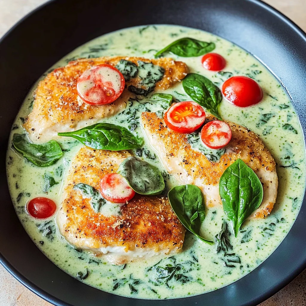 Parmesan-Hähnchen mit Spinat